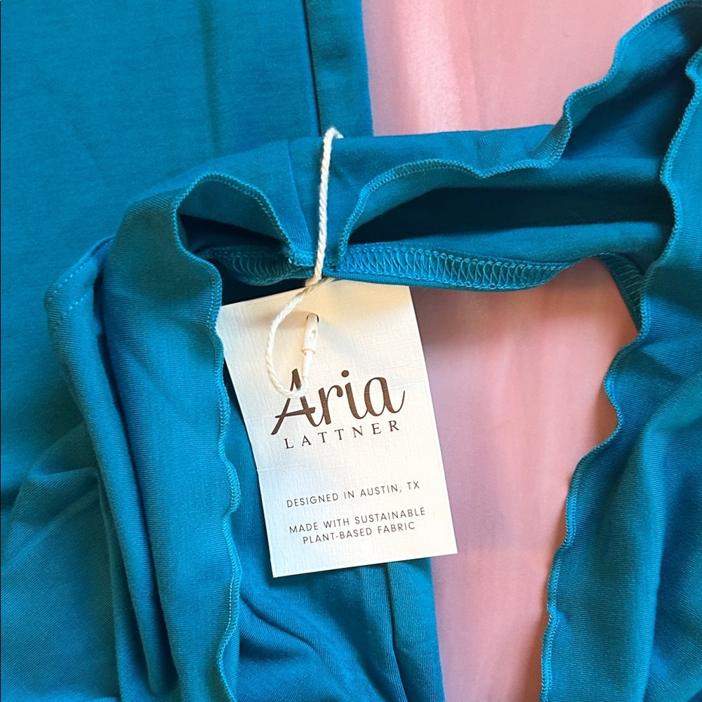 Aria Teal Wide-Leg Jumpsuit - Picture 2 of 6